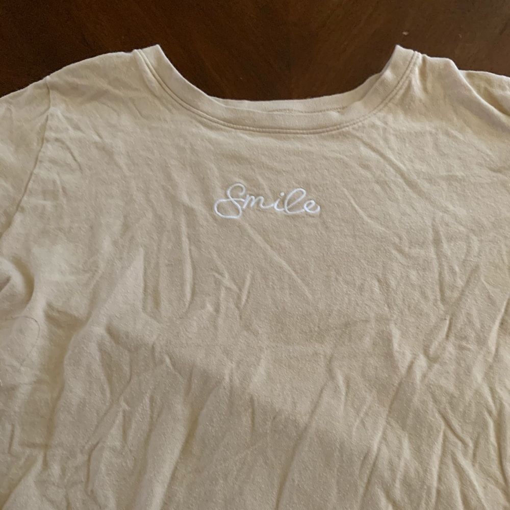 light washed yellow short sleeve shirt